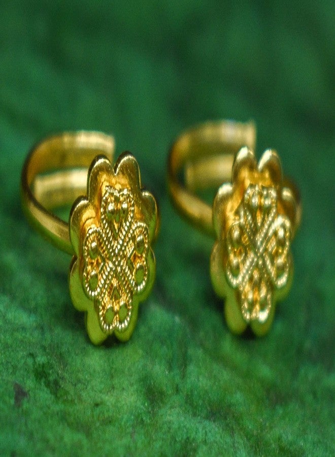 AanyaCentric Set of 2 Pair Gold-Plated Toe Rings Adjustable Traditional & Fashionable Accessories for Women - Image 4
