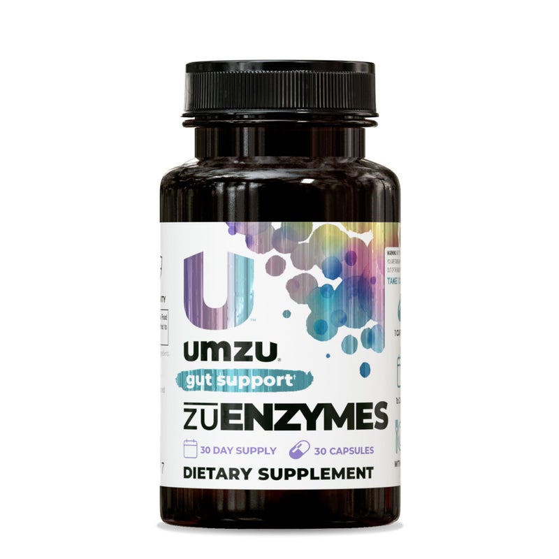 UMZU ZuEnzymes Digestive Enzymes Supplement 21 Enzymes for Gut Health Support Digestion Nutrient Absorption Helps Break Down Lactose Carbs Proteins Fats 30 Day Supply 30 Capsules