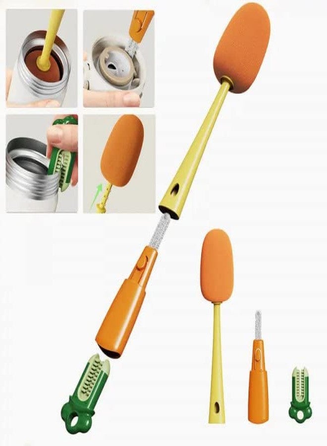 FROWWY 3-in-1 Multifunction Bottle Cleaning Brush Set | 360° Long Handle Cup Brush | Deep Cleaning Brush for Water Bottles, Baby Bottles, Glasses, Travel Mugs & Kitchen Containers - Image 1