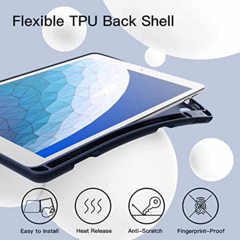 JETech Case for iPad Pro 10.5", iPad Air 3rd Gen 2019, Navy Cover Soft TPU Protection, Pencil Holder, Tri-Fold Stand, Pencil Charging Support, Shockproof Lightweight, Auto Wake/Sleep - Image 3