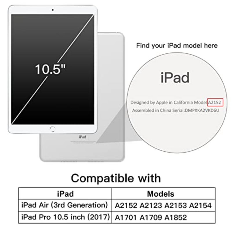 JETech Case for iPad Pro 10.5", iPad Air 3rd Gen 2019, Navy Cover Soft TPU Protection, Pencil Holder, Tri-Fold Stand, Pencil Charging Support, Shockproof Lightweight, Auto Wake/Sleep - Image 2