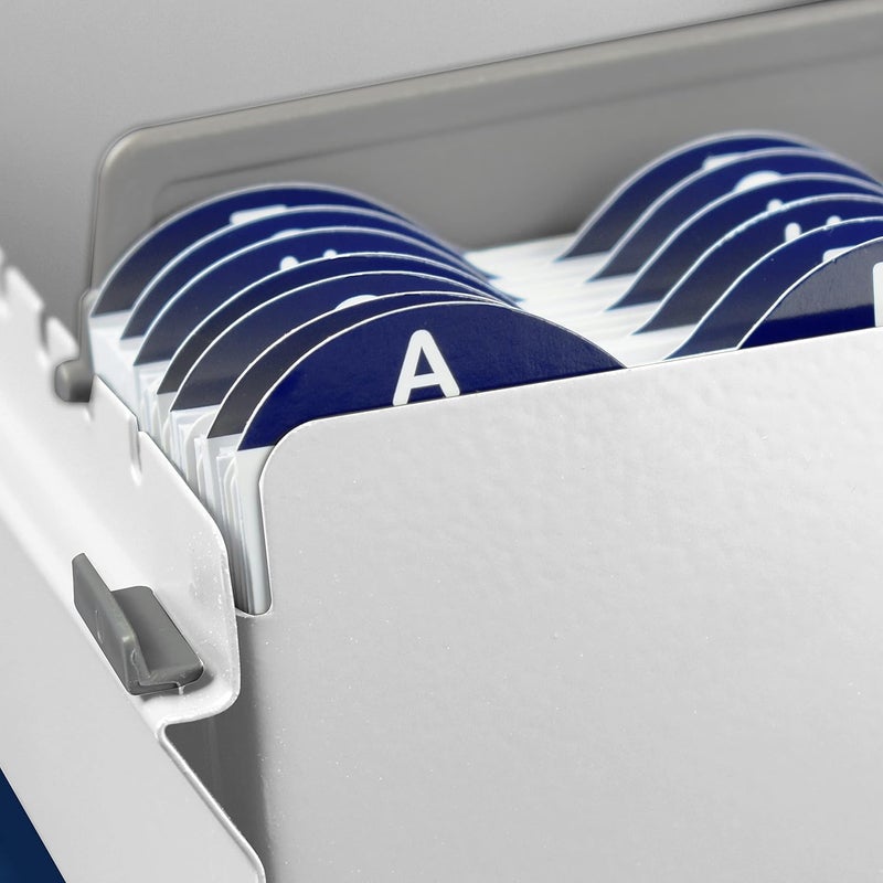 Acrimet 3 x 5 Card File Holder Organizer Box Metal Base Heavy Duty (AZ Index Cards and Divider Included) (White Color with Clear Crystal Plastic Lid Cover) - Image 5