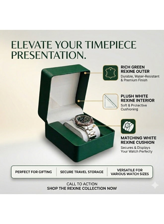 Al Seraj Luxury Watch Box | Premium Green Rexine Exterior with Soft Interior | Elegant Watch & Jewelry Storage Case for Travel, Display & Gift - Image 3