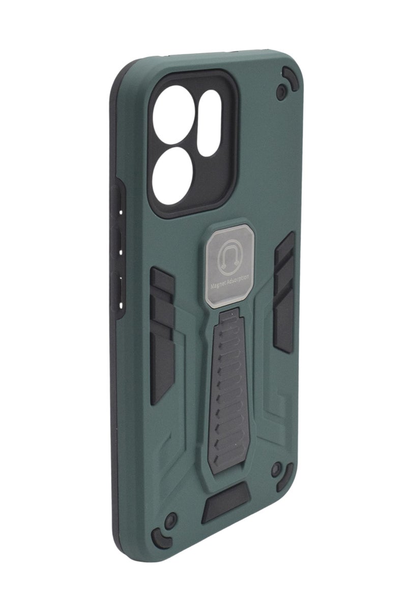Hard Silicone Shockproof Back Cover Case with Kickstand For OPPO Reno 14F - Green - Image 3