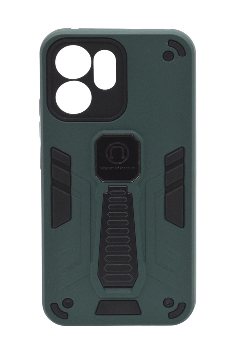 Hard Silicone Shockproof Back Cover Case with Kickstand For OPPO Reno 14F - Green - Image 1