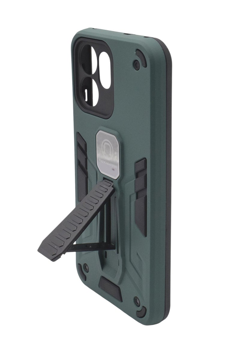 Hard Silicone Shockproof Back Cover Case with Kickstand For OPPO Reno 14F - Green - Image 2