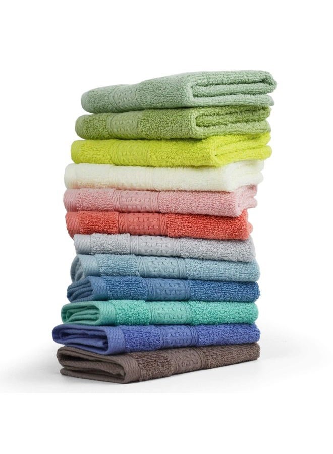 Cleanbear 100% Cotton Wash Cloths 12 Pack Bath Washcloths Facecloths, 13 by 13 Inches Large Bathroom Washcloth Set 12 Assorted Colors (Multi, 12) - Image 1