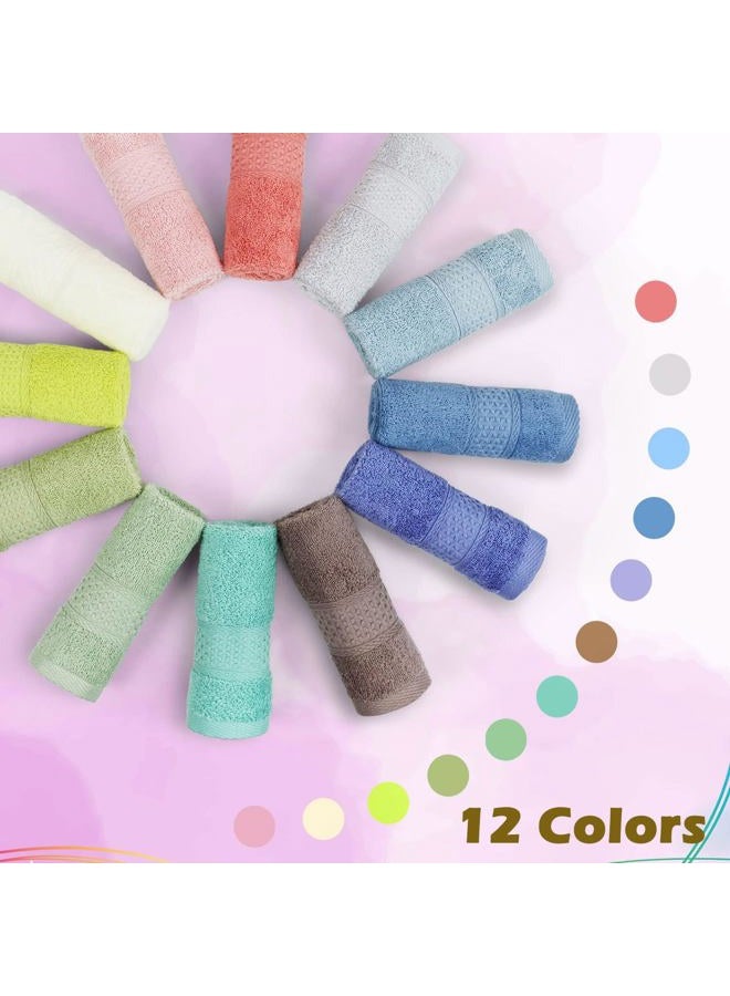 Cleanbear 100% Cotton Wash Cloths 12 Pack Bath Washcloths Facecloths, 13 by 13 Inches Large Bathroom Washcloth Set 12 Assorted Colors (Multi, 12) - Image 2