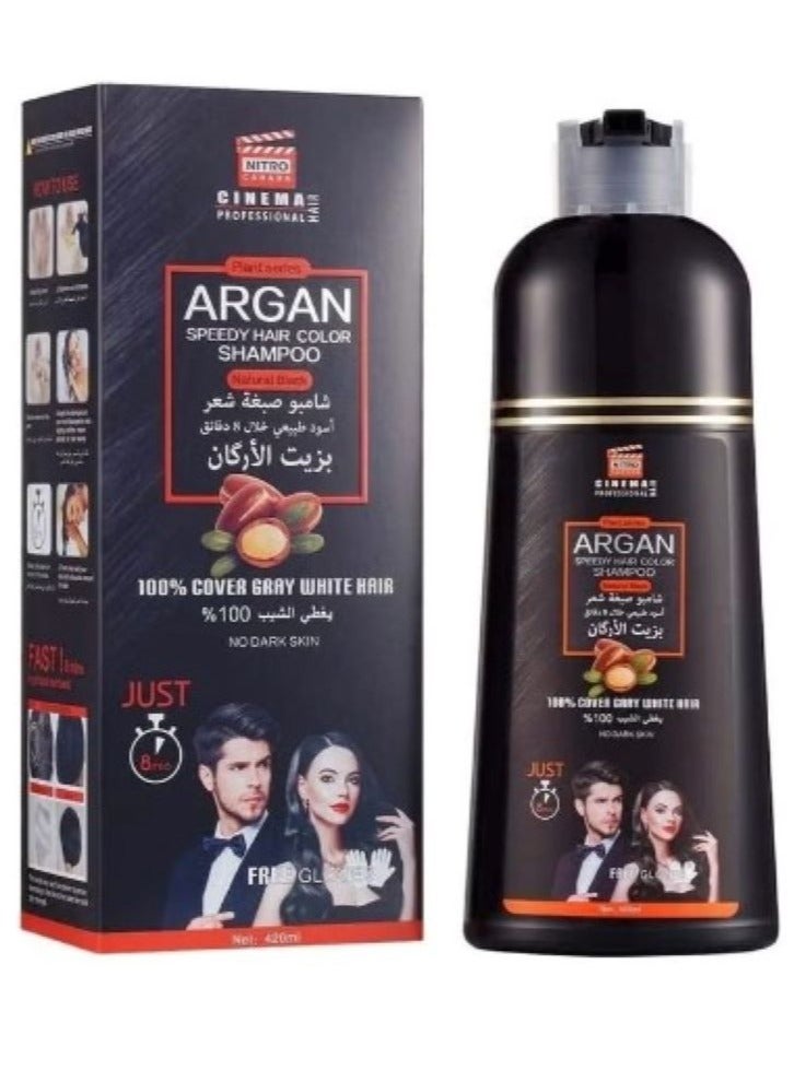 NITRO CANADA Natural Black Argan Hair Shampoo - Cinema Black Dye 420 ml - Image 1
