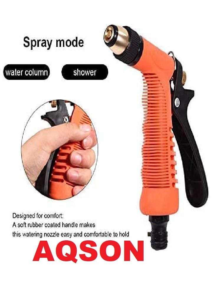 AQSON Garden Hose Spray Nozzle Water Sprayer Gun Garden Sprinkler Car Wash Supplies All-copper Water Gun Metal Water Nozzle Copper High-pressure Car Wash Home Gardening Water Gun Set (ORANGE) - Image 4