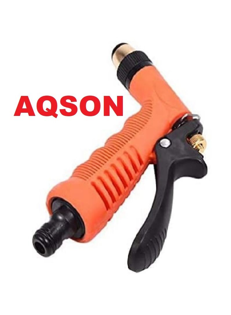 AQSON Garden Hose Spray Nozzle Water Sprayer Gun Garden Sprinkler Car Wash Supplies All-copper Water Gun Metal Water Nozzle Copper High-pressure Car Wash Home Gardening Water Gun Set (ORANGE) - Image 1