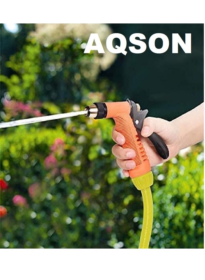 AQSON Garden Hose Spray Nozzle Water Sprayer Gun Garden Sprinkler Car Wash Supplies All-copper Water Gun Metal Water Nozzle Copper High-pressure Car Wash Home Gardening Water Gun Set (ORANGE) - Image 2