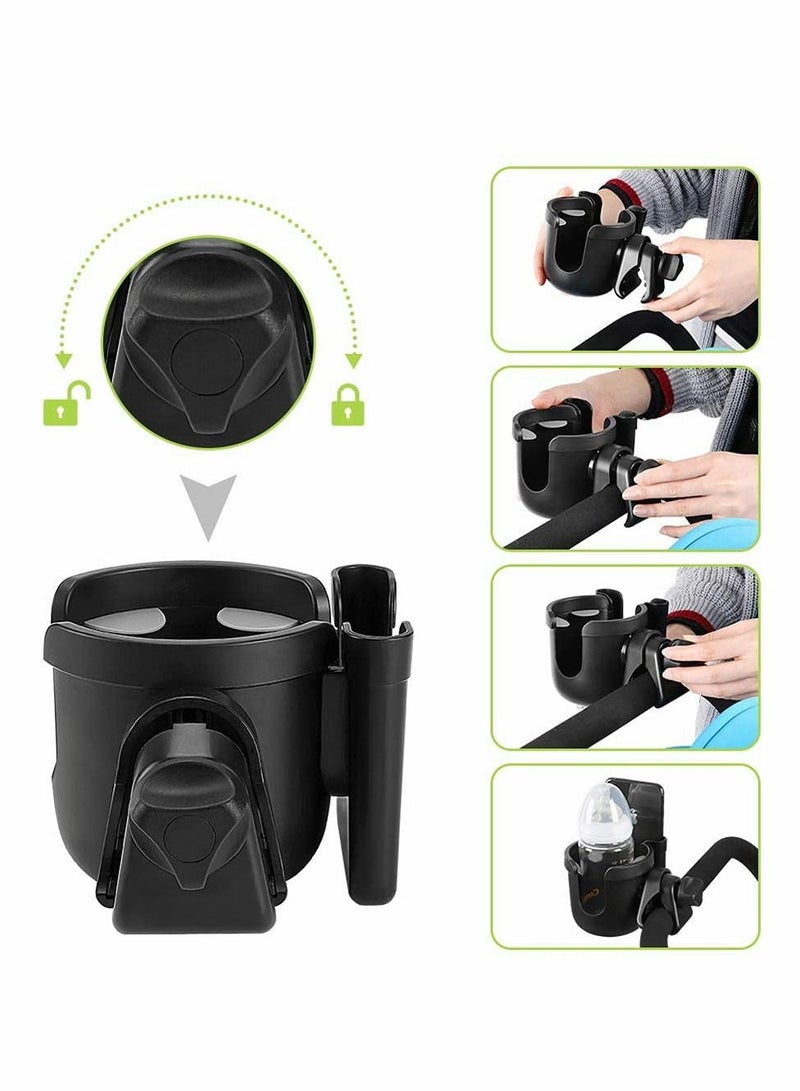 KASTWAVE Stroller Cup Holder, Cup Holder Bottle Rack Wheelchair Accessories and Stroller Accessories Cup Holder for Stroller with Phone Holder, 2 In 1 Bottle Holder for Stroller, Bike, Wheelchair - Image 5