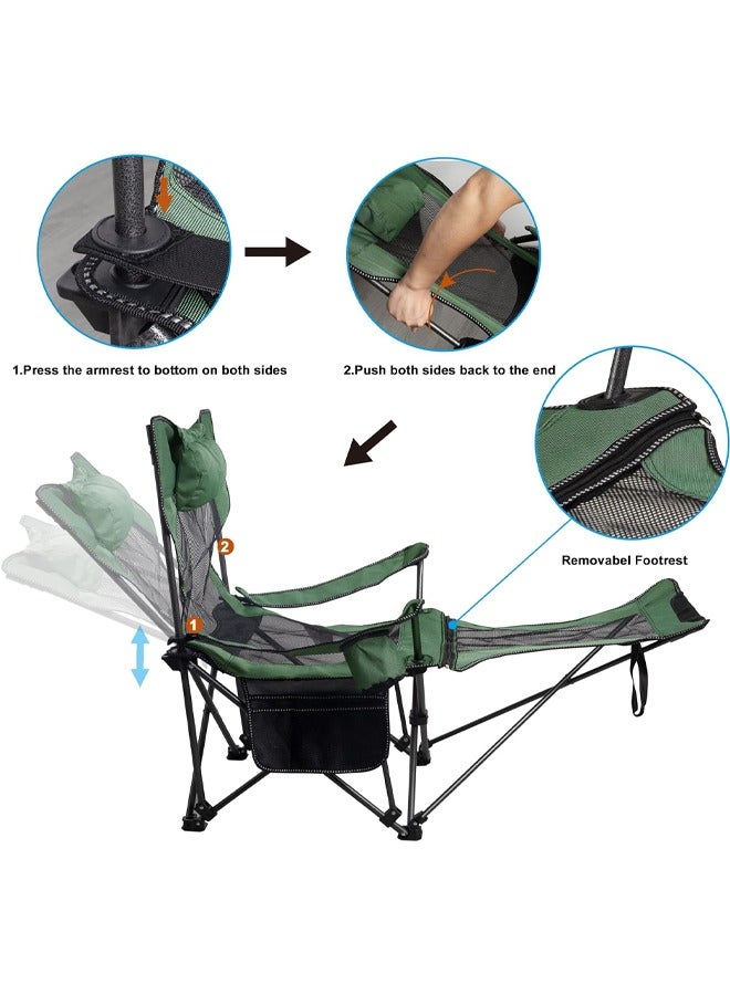 Cady One Folding chair for camping and trekking with footrest and side storage bag - Image 5