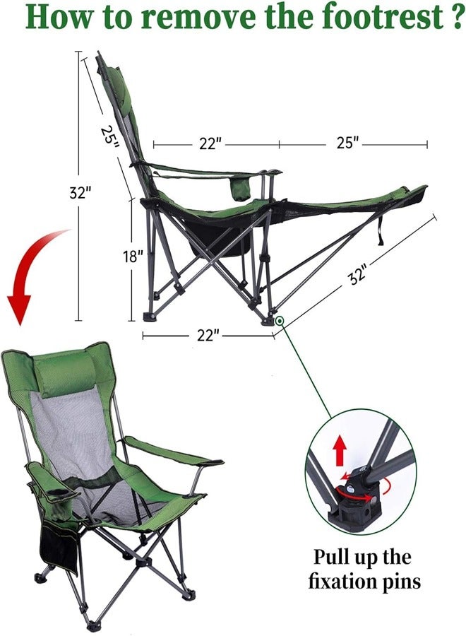Cady One Folding chair for camping and trekking with footrest and side storage bag - Image 2