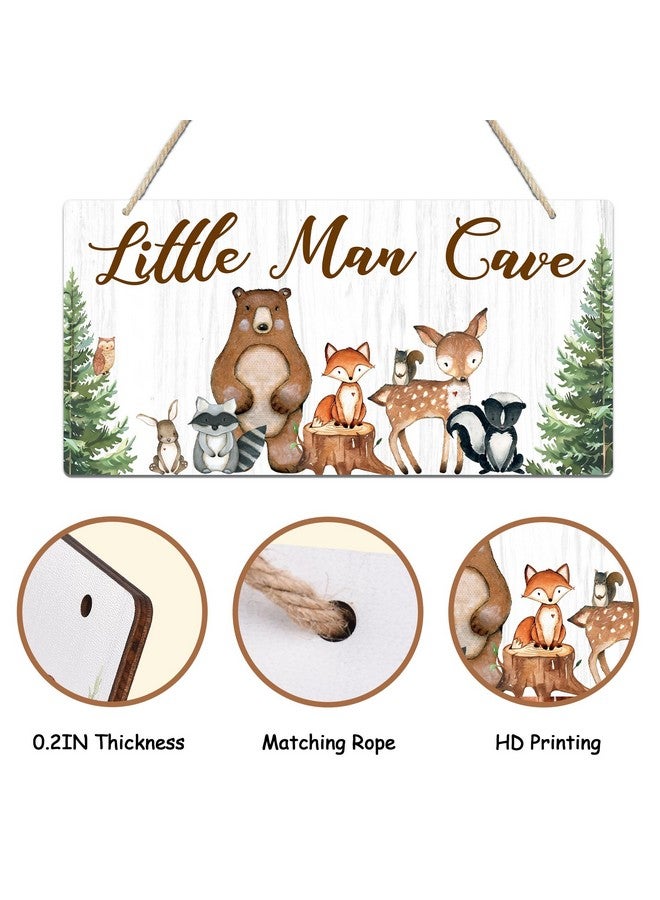 Uflashmi Wood Liitle Man Cave Sign, Woodland Animal Nursery Wall Decor for Baby Boys Room, Woodland Theme Nursey Room Decor for Toddler Boy, 12”x6” - Image 4