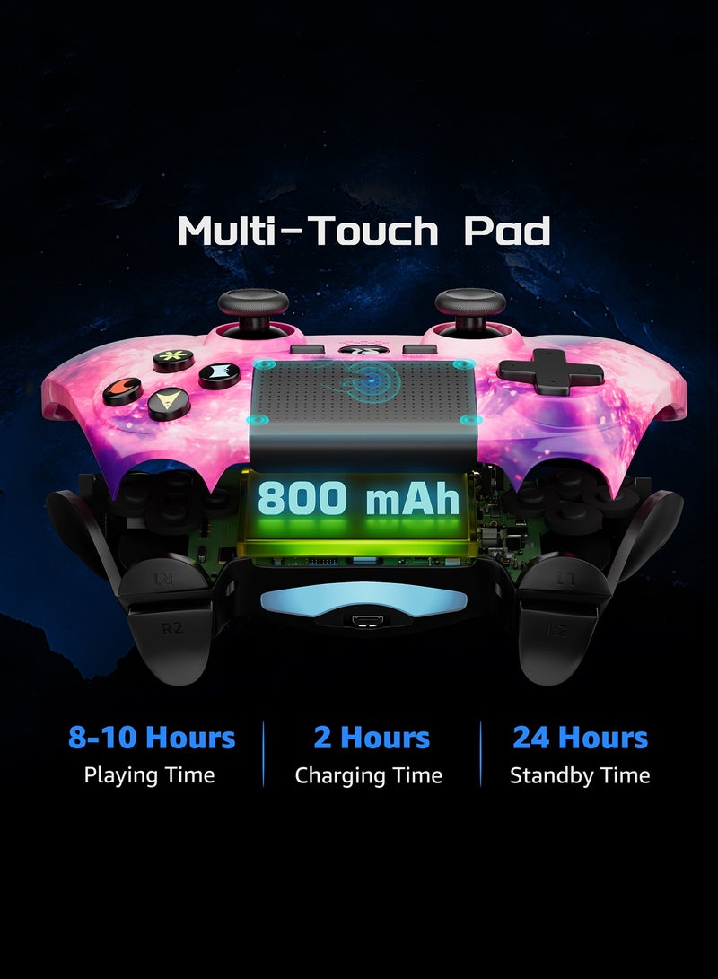 Wireless Controller for PS4 Support Double Vibration 6-Axis Motion Sensor Sensitive Touch Pad Built-in Speaker  Stereo Headphone Jack Compatible with PS 4 (Pink) - Image 4