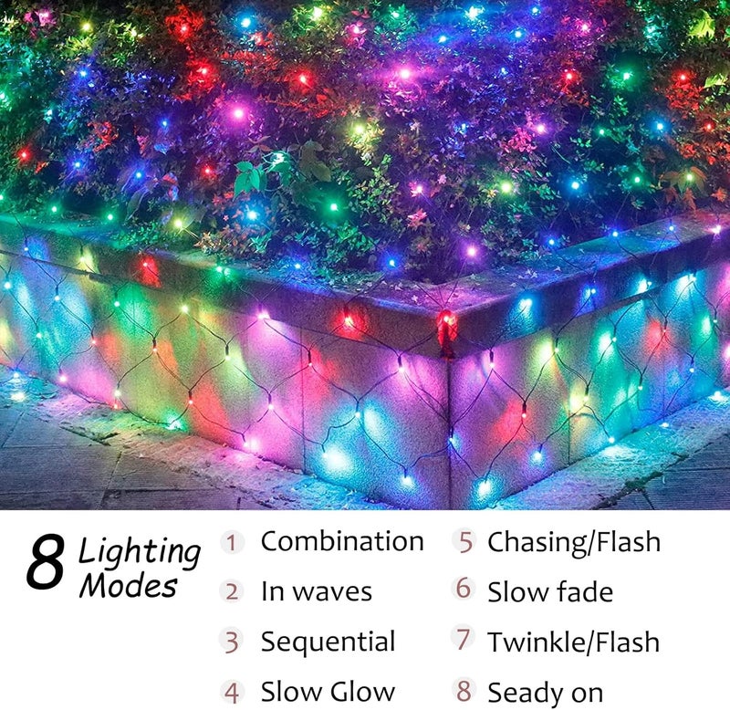 Obrecis Christmas Net Lights Outdoor 240 LED 18 Color Changing Mesh 148 ft x 5 ft Waterproof Connectable Multicolored Fairy String for Bushes Xmas Tree Garden Wedding Party Home Decor - Image 3