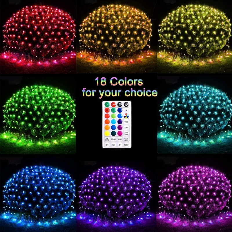 Obrecis Christmas Net Lights Outdoor 240 LED 18 Color Changing Mesh 148 ft x 5 ft Waterproof Connectable Multicolored Fairy String for Bushes Xmas Tree Garden Wedding Party Home Decor - Image 2