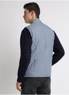 Dennis Lingo Heaven Blue Regular Fit Men's Solid Mock Neck Sleeveless Polyester Jacket with Zipper Closure  - Image 3