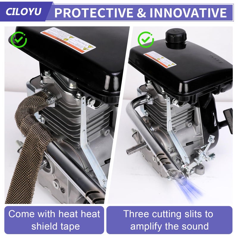 CILOYU Mini Bike Exhaust Header Pipe Kit Compatible with Monster Mega Moto MMB105 105cc MMB80 80cc Motovox MBX10 MBX11 Coleman RB100 RT100 Minibike 79cc Lifan Engine Go Kart Cart Parts - Image 4