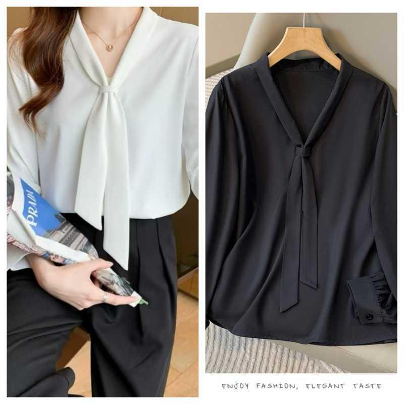 Plus Size Professional Shirt Women'S Autumn Loose Slimming All-Match V-Neck Work Clothes Long Sleeve Western Style Top Trendy - Image 3