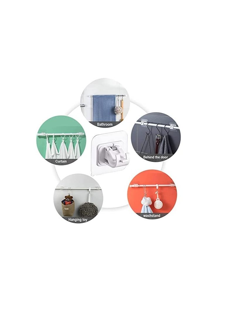 8 Pieces Self Adhesive Curtain Rod Bracket, No Drill Drapery Hooks Holder, Plastic Easy Sticky Curtain Rod Hooks for Kitchen, Bathroom, Hotel (White) - Image 5