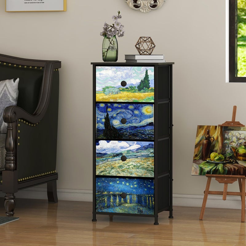 Welfuturer Narrow Dresser for Bedroom Slim 4 Drawer Dresser Vertical Storage Tower Unit for Living Room Hallway Kids Room Nursery Closet Sturdy Steel Frame Wooden Top Easy Pull Handle - Image 5