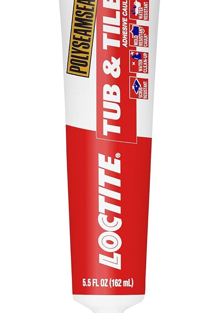 Loctite Polyseamseal Tub & Tile Adhesive Caulk, 5.5 oz, Waterproof, White