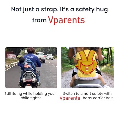 Vparents Ava Kids Safety Two Wheeler Seat Belt/Front Standing and Sitting Behind (Yellow) - Image 4