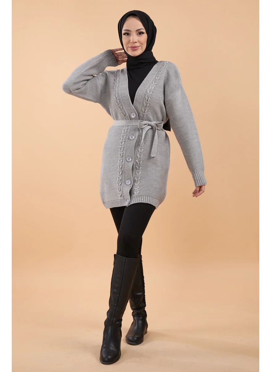 Tofisa 23789-GRI Knitwear Cardigan