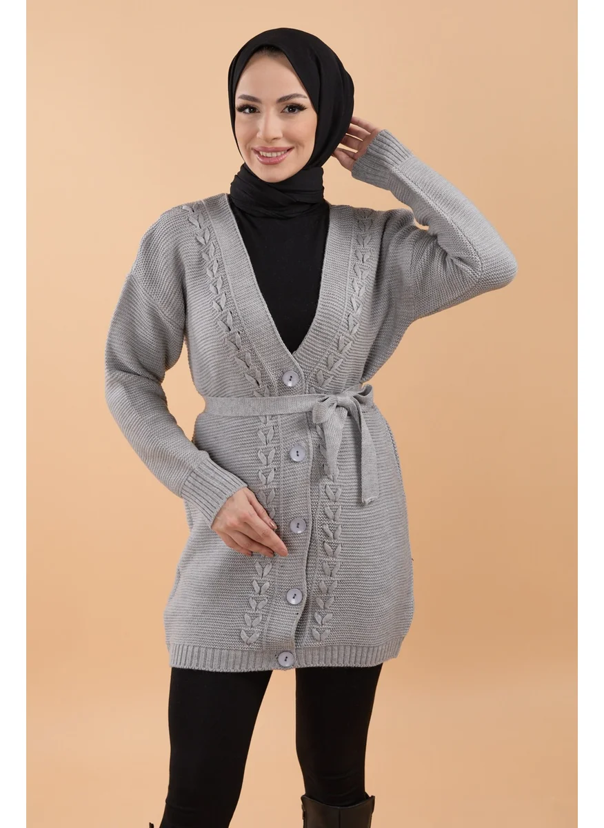 Tofisa 23789-GRI Knitwear Cardigan