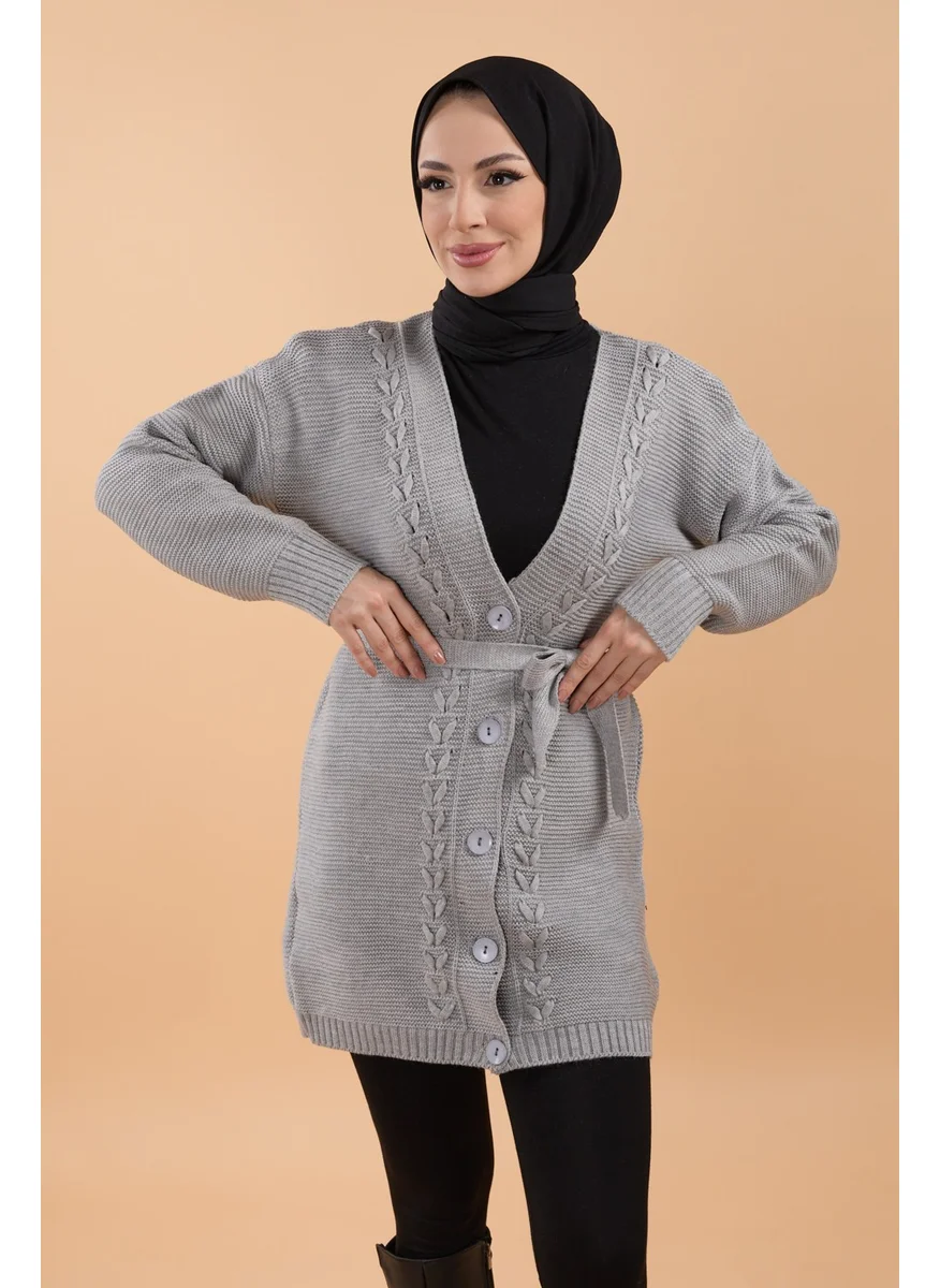 Tofisa 23789-GRI Knitwear Cardigan