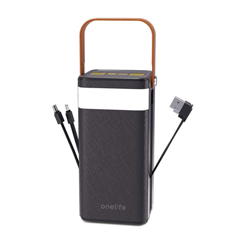 ONE LIFE Onelife 50000mAh Power Bank with 22.5W Fast Charging, 7 Outputs, Built-in Cables, LED Light, Digital Display – Not for Air Travel - Image 1