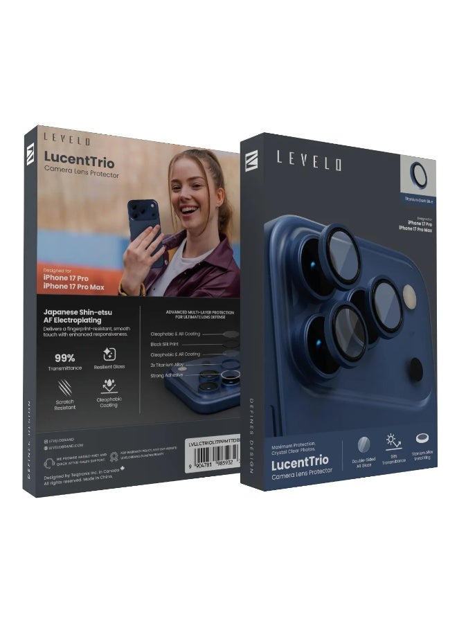 ليفيلو واقي عدسة iPhone 17 Pro / ProMax / واقي عدسة Lucent Duo مع نفاذية 99% / واقي عدسة مع 2x سبائك التيتانيوم - أزرق داكن - Image 5