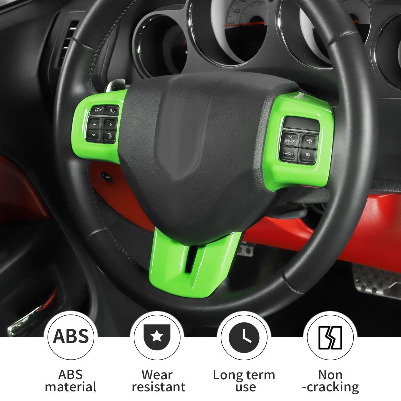 Linskip تقليم عجلة القيادة Linskip متوافق مع دودج جورنيو 2013-2022 و Charger/Challenger/Durango/Dart 2009-2014، غطاء عجلة القيادة لجورنيو، ملحقات داخلية لجورنيو 3 قطع (أخضر فاتح) - Image 2