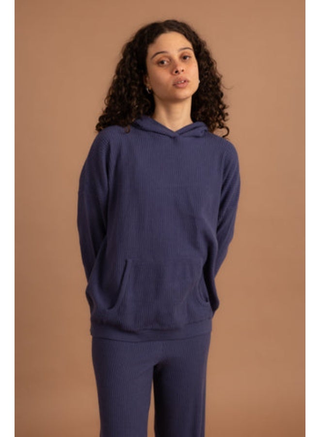 In Your Shoe Indigo Ribbed Knit Pullover