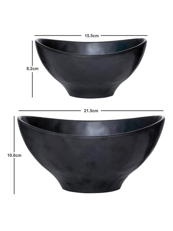 Servewell Hammered Symphony Matte Bowl Set 2 pc Black - Image 3