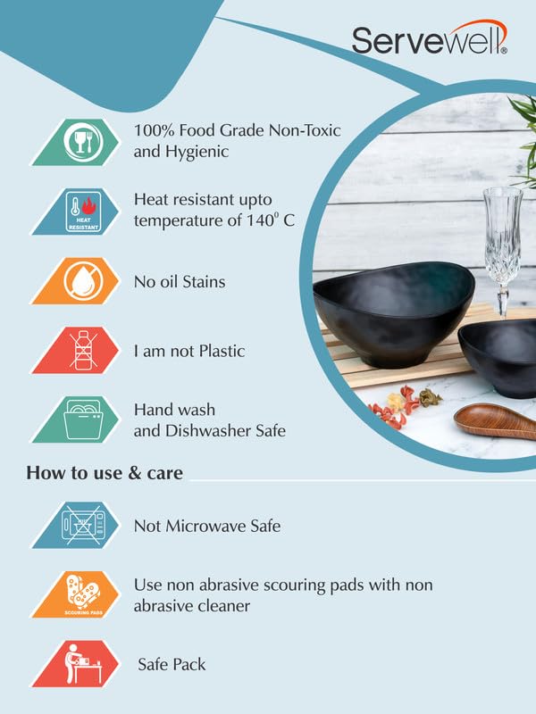 Servewell Hammered Symphony Matte Bowl Set 2 pc Black - Image 4