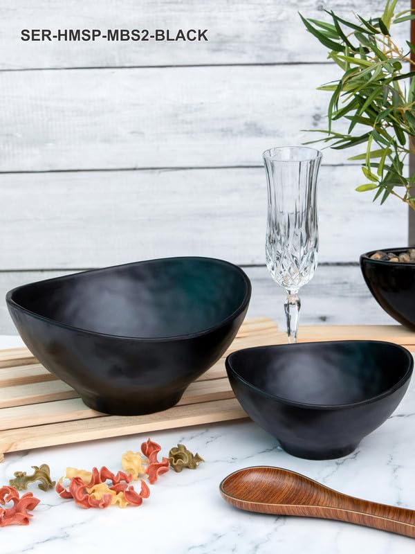 Servewell Hammered Symphony Matte Bowl Set 2 pc Black - Image 5