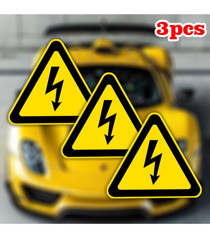 3pcs Danger High Voltage Electric Shock Caution Vinyl Stickers Car Truck Home - Image 1