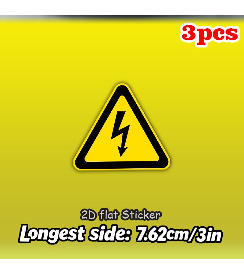 3pcs Danger High Voltage Electric Shock Caution Vinyl Stickers Car Truck Home - Image 2