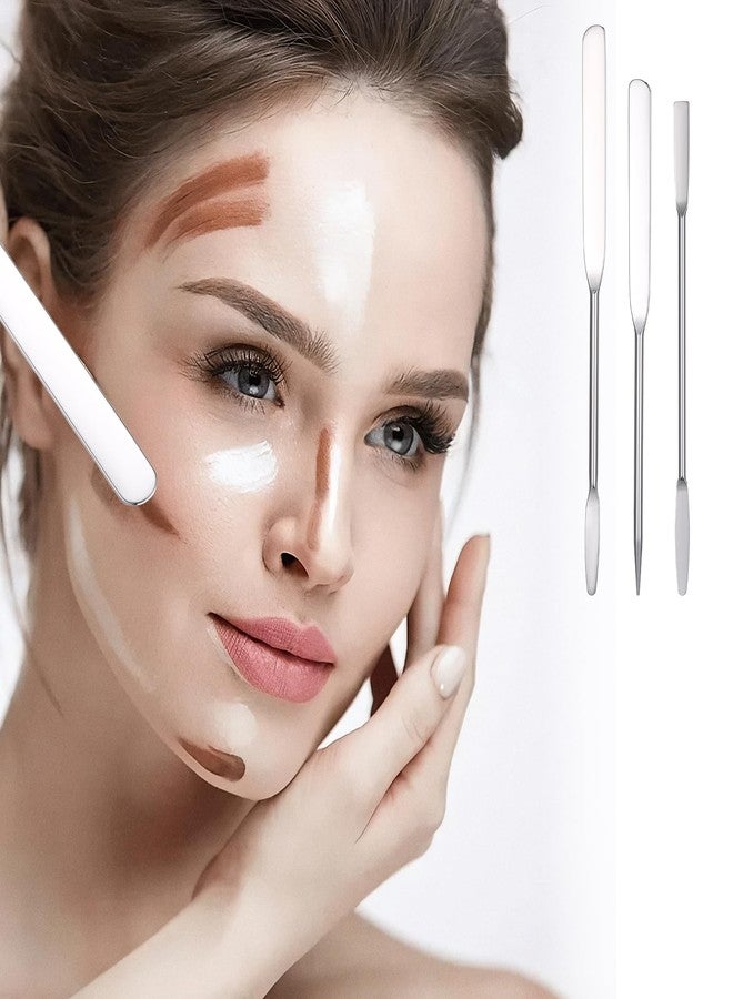 Exircy 3 pcs Foundation Spatula Makeup Spatula Stainless Steel Professional Makeup Spatulas for Even Application of Foundation Tiny Facial Beauty Palette Mixer Face Cream Applicator Cosmetic Mixing Tool - Image 3