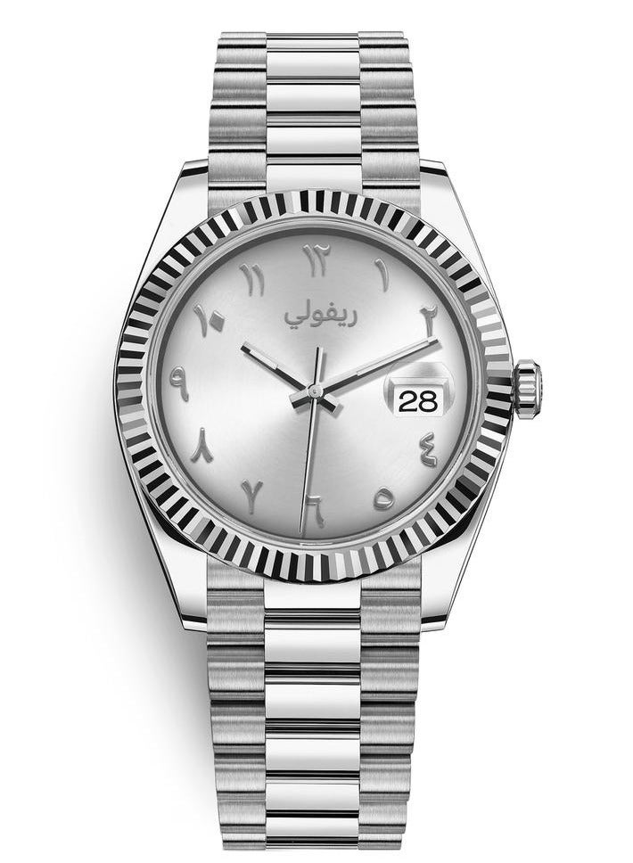 Rivoly A Modern Men's Watch With Arabic Numerals And A Stainless Steel Date