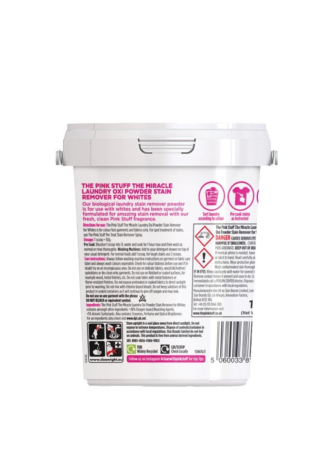THE PINK STUFF - Stardrops The Pink Stuff Miracle Laundry Oxi Powder Stain Remover, Whites, 1 kg - Image 1
