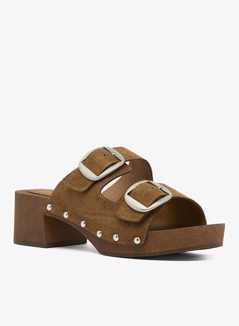 GLAMOROUS Tan Suedette Clogs - Image 2