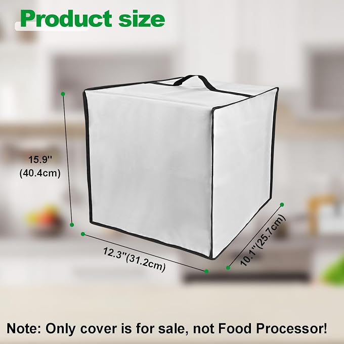 NUENSS-ROR Cover for BLACK+DECKER and KitchenAid 7-8 Cup Food Processor, Heavy Duty Waterproof Dustproof Food Processor Protective Case Cover, Accessories for BLACK+DECKER Food Processors (Gray) - Image 2