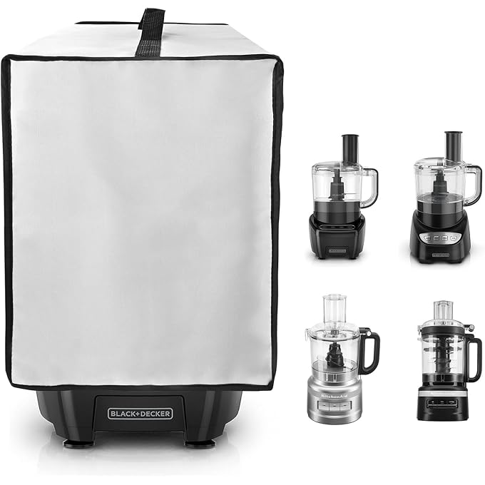 NUENSS-ROR Cover for BLACK+DECKER and KitchenAid 7-8 Cup Food Processor, Heavy Duty Waterproof Dustproof Food Processor Protective Case Cover, Accessories for BLACK+DECKER Food Processors (Gray) - Image 1