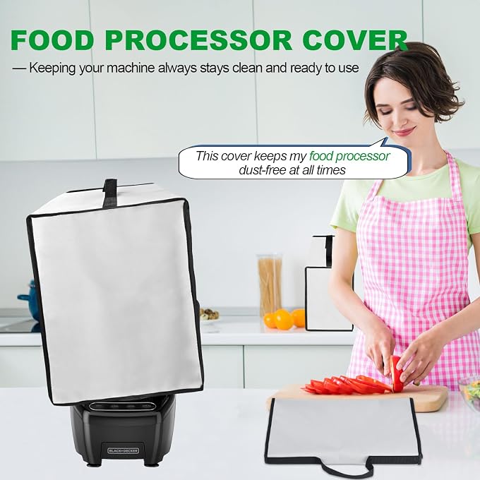 NUENSS-ROR Cover for BLACK+DECKER and KitchenAid 7-8 Cup Food Processor, Heavy Duty Waterproof Dustproof Food Processor Protective Case Cover, Accessories for BLACK+DECKER Food Processors (Gray) - Image 3