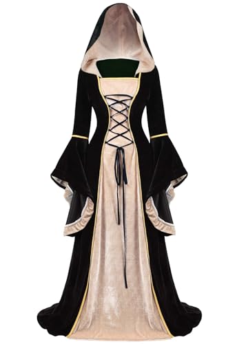 YEAXLUD Vampire Cute Halloween Costume for Woman Renaissance Medieval Evil Queen Dress Women's Black Witch Costumes Cosplay Apparel. (Black, Medium) - Image 1